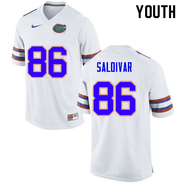 Youth #86 Andres Saldivar Florida Gators College Football Jerseys White